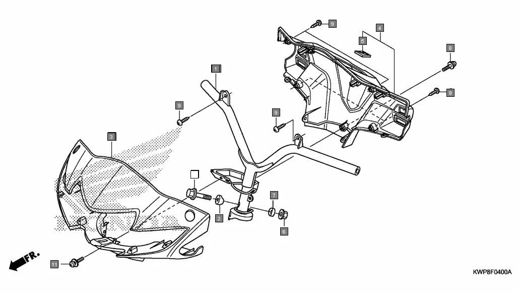 F-4 STEERING HANDLE/HANDLE COVER assembly diagram for HONDA Activa SCV110G