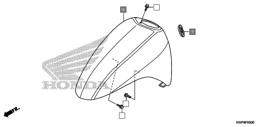 F-5 FRONT FENDER assembly diagram for HONDA Activa SCV110G
