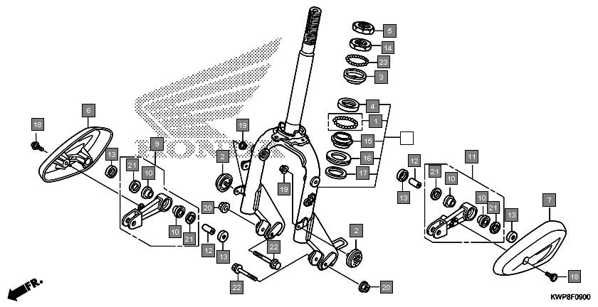 F-9 FRONT FORK assembly diagram for HONDA Activa SCV110G