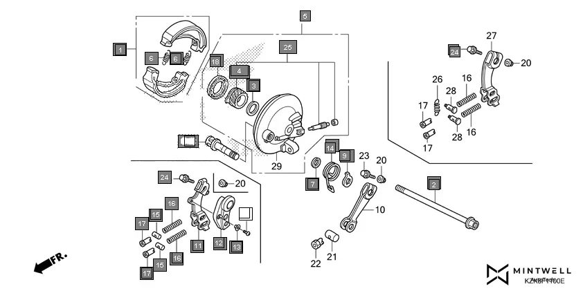 F-11 FRONT BRAKE PANEL diagram showing 45010-KZK-910