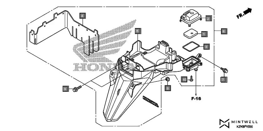 F-15 REAR FENDER assembly diagram for HONDA Dio SCV110FH