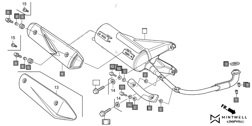 F-17 EXHAUST MUFFLER diagram showing 18319-KVT-940
