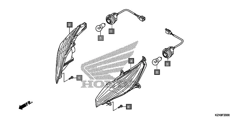 F-20 FRONT WINKER assembly diagram for HONDA Dio SCV110FD