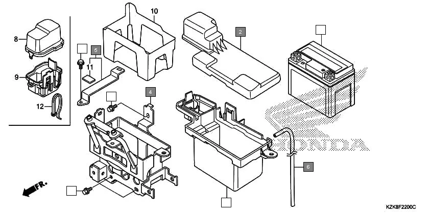 F-22 BATTERY(SCV110FC/FD/FBC/FF-3ID) assembly diagram for HONDA Dio SCV110FBC