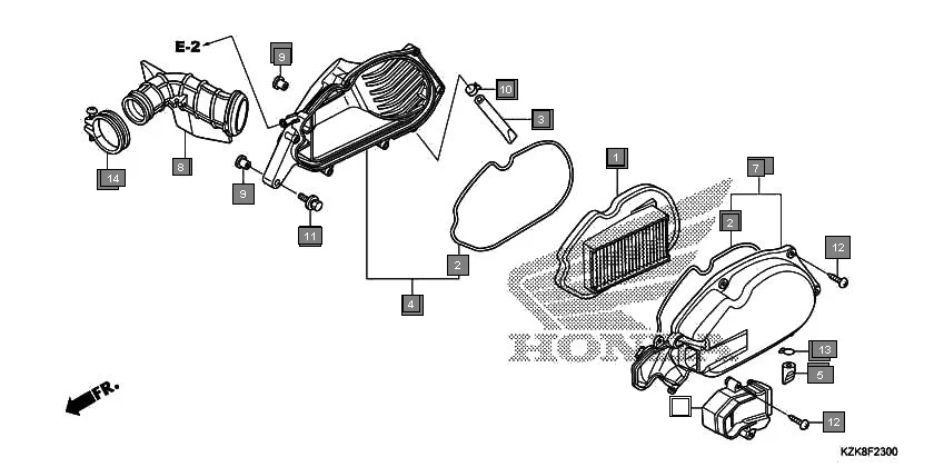 F-23 AIR CLEANER assembly diagram for HONDA Dio SCV110FBH