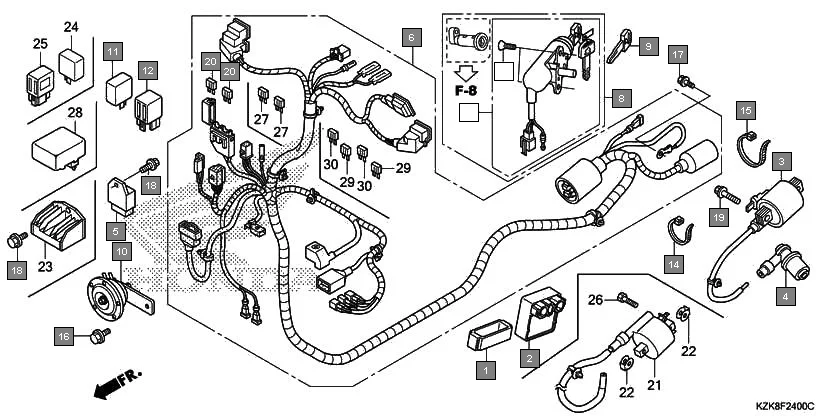 F-24 WIRE HARNESS diagram showing 90657-KRP-901
