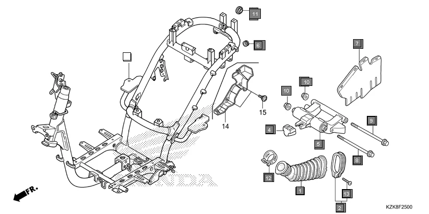 F-25 FRAME BODY diagram showing 90304-KCS-920