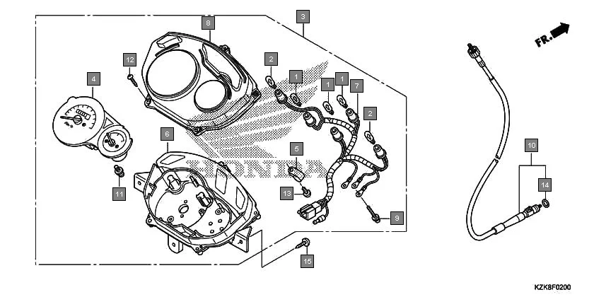 F-2 METER assembly diagram for HONDA Dio SCV110FBC