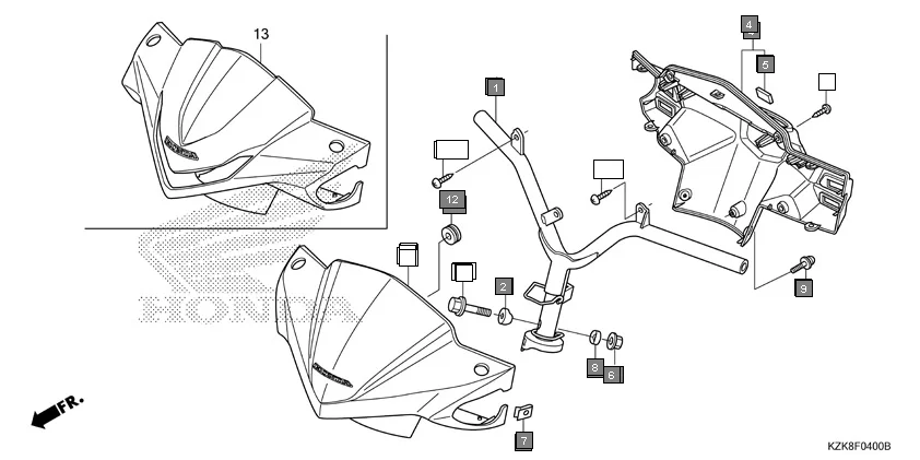 F-4 STEERING HANDLE/HANDLE COVER diagram showing 53124-KWP-900