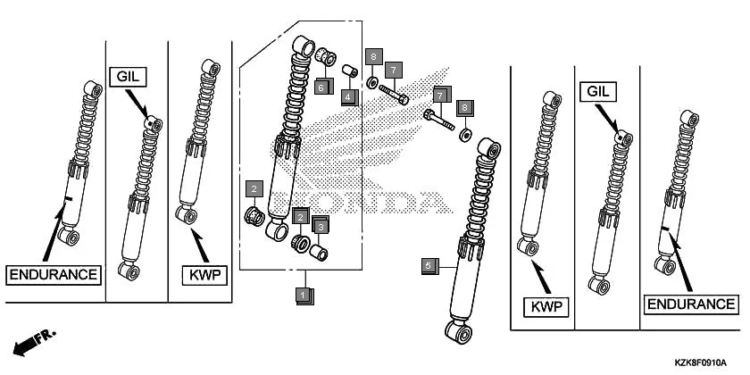 F-9-10 FRONT CUSHION assembly diagram for HONDA Dio SCV110FF