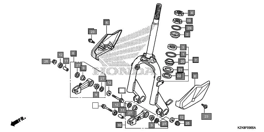 F-9 FRONT FORK assembly diagram for HONDA Dio SCV110FH