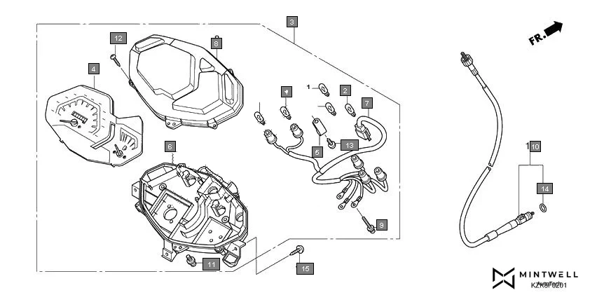 F-2-1 METER(2) assembly diagram for HONDA Dio SCV110FBK