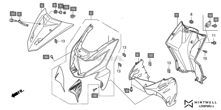 F-6-1 FRONT COVER(2) assembly diagram for HONDA Dio SCV110FH