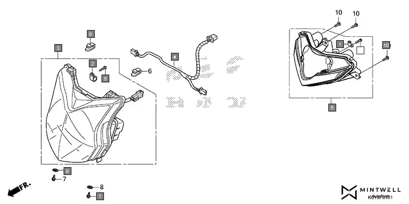 F-1-1 HEADLIGHT(SCV110F/FB-2ID) assembly diagram for HONDA Dio SCV110FM
