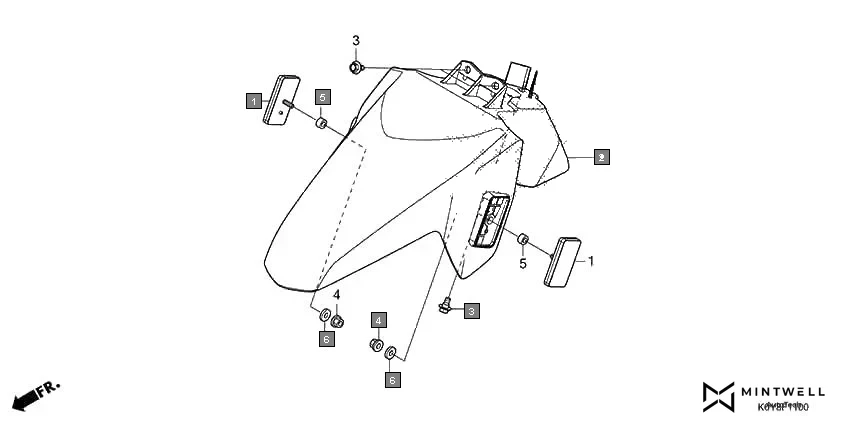 F-11 FRONT FENDER diagram showing 61100-K0Y-D00ZB