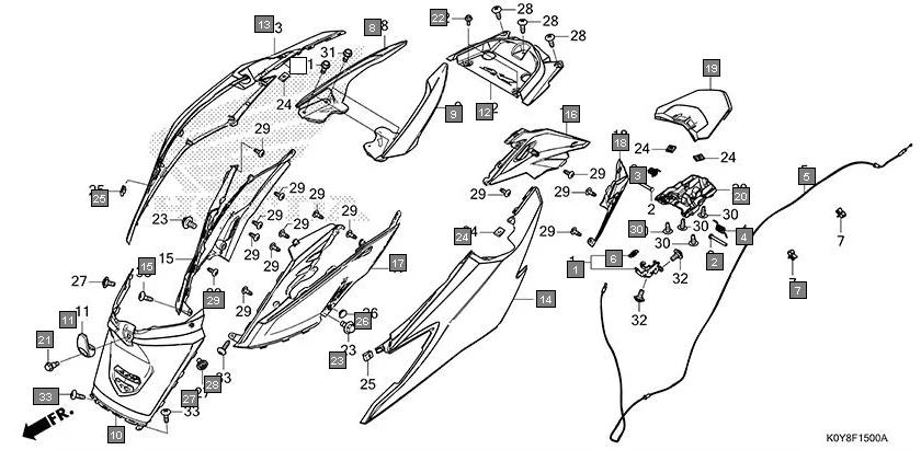 F-15 BODY COVER diagram showing 77300-K0Y-D00ZG
