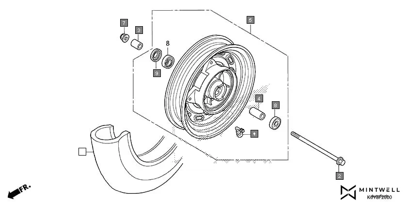 F-20 FRONT WHEEL diagram showing 44711-KVT-D01