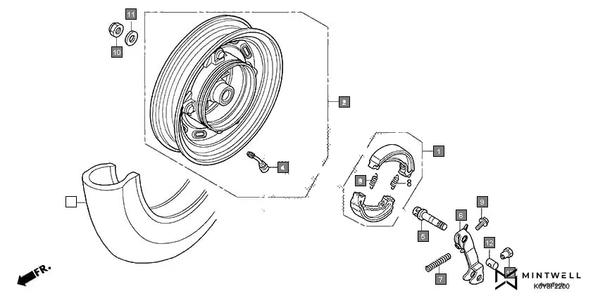 F-22 REAR WHEEL diagram showing 95015-32001