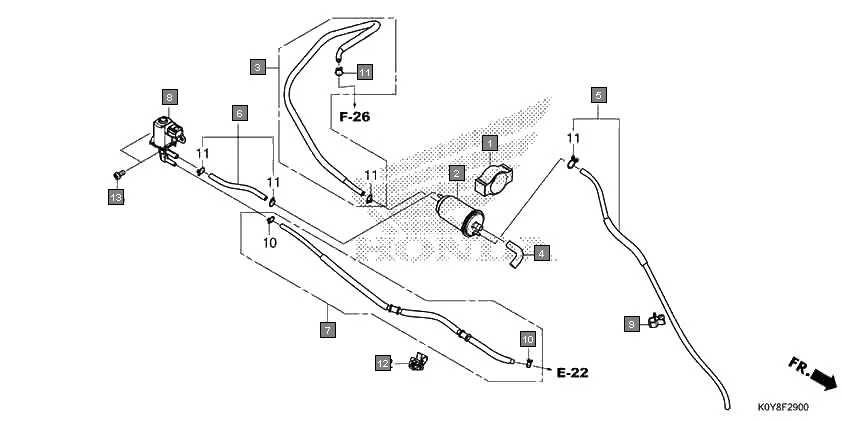 F-29 CANISTER assembly diagram for HONDA Dio SCV110FBS