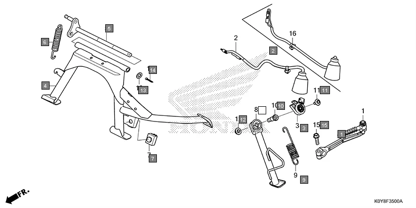 F-35 STAND/KICK STARTER ARM assembly diagram for HONDA Dio SCV110FS