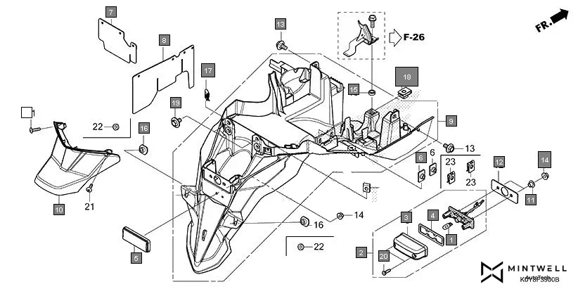 F-39 REAR FENDER assembly diagram for HONDA Dio SCV110FM