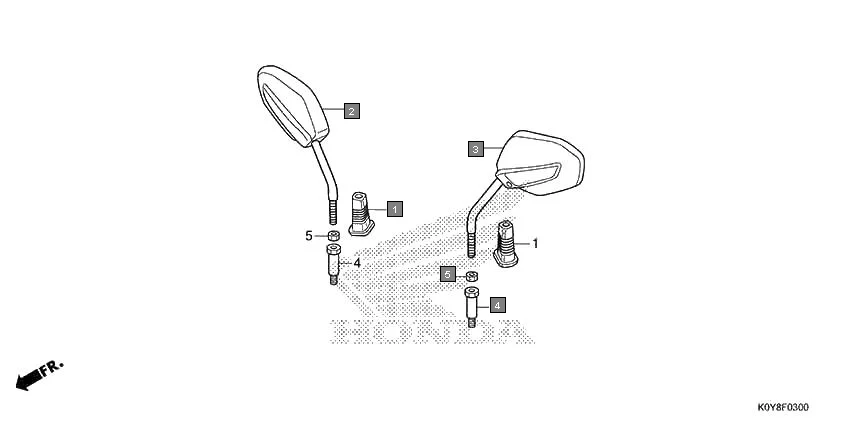 F-3 MIRROR assembly diagram for HONDA Dio SCV110FM