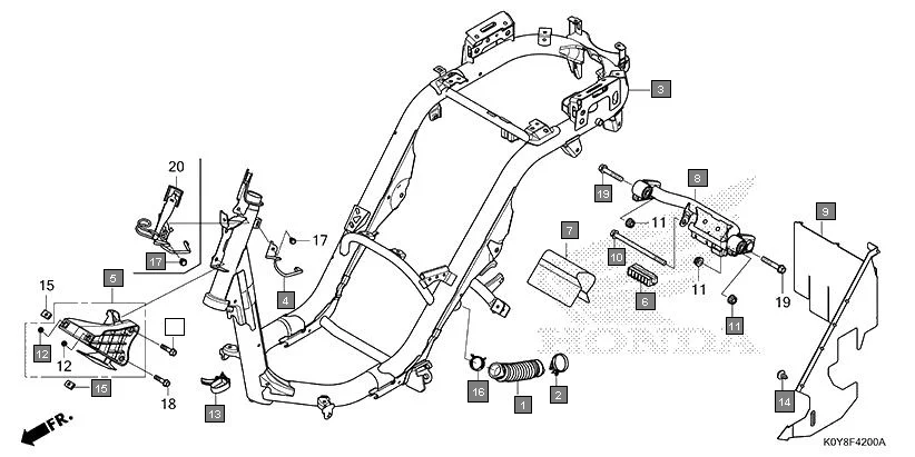 F-42 FRAME BODY diagram showing 90652-K0L-D01