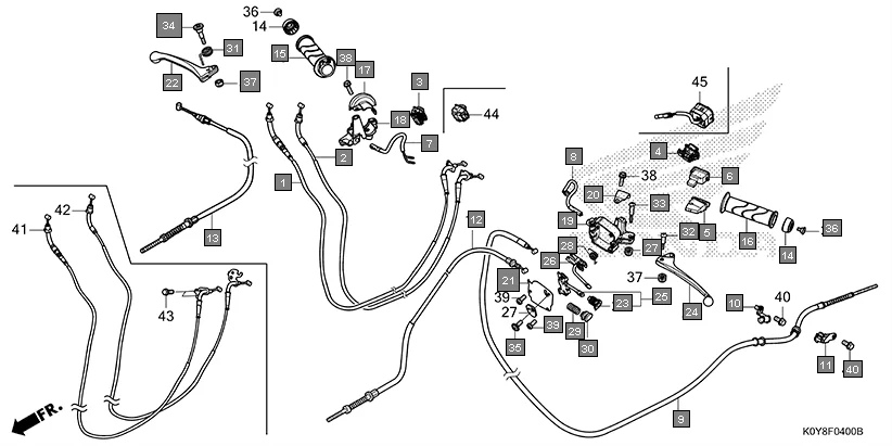 F-4 HANDLE LEVER/SWITCH/CABLE diagram showing 53176-GBL-870