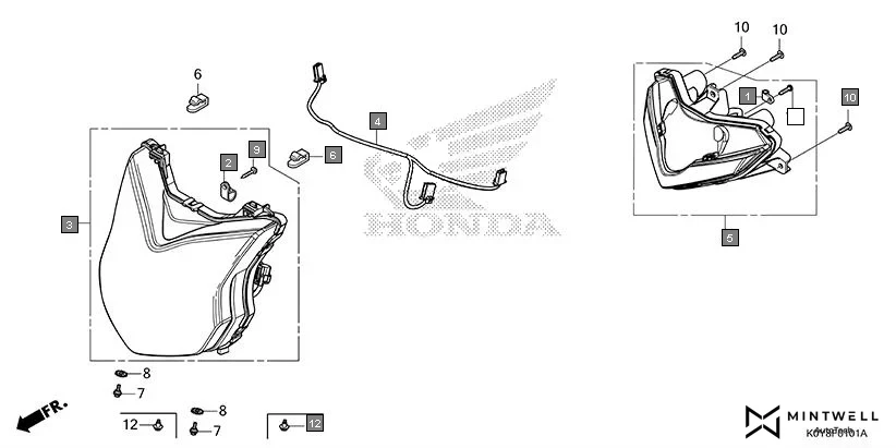 F-1-1 HEADLIGHT(2) assembly diagram for HONDA Dio SCV110FBS