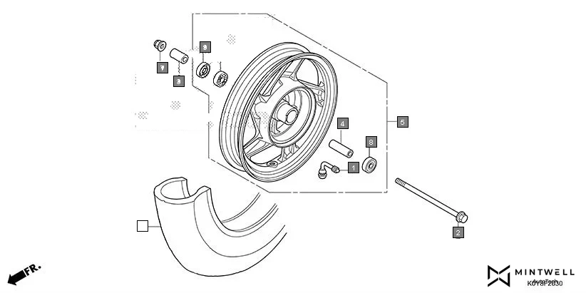 F-20-30 FRONT WHEEL(2) assembly diagram for HONDA Dio SCV110FBS