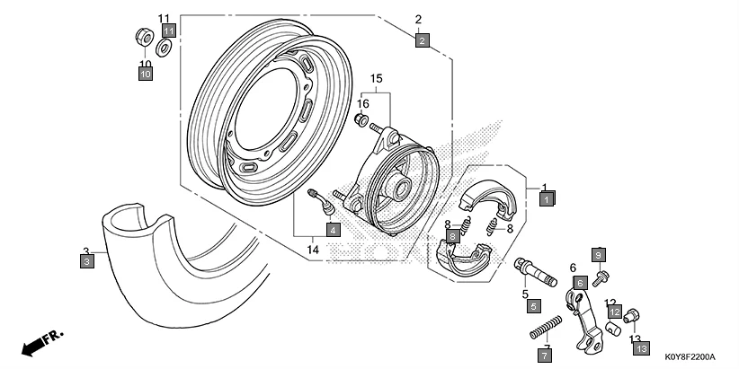 F-22 REAR WHEEL(1) diagram showing 90305-KWP-901