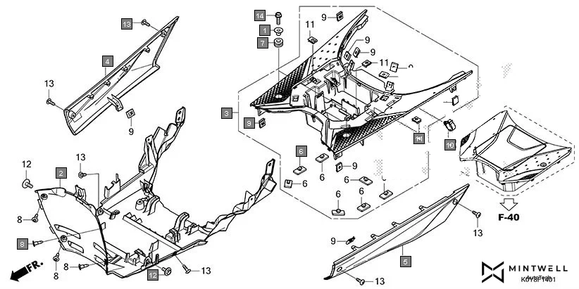F-14-1 FLOOR STEP(2) assembly diagram for HONDA Dio SCV110FBS