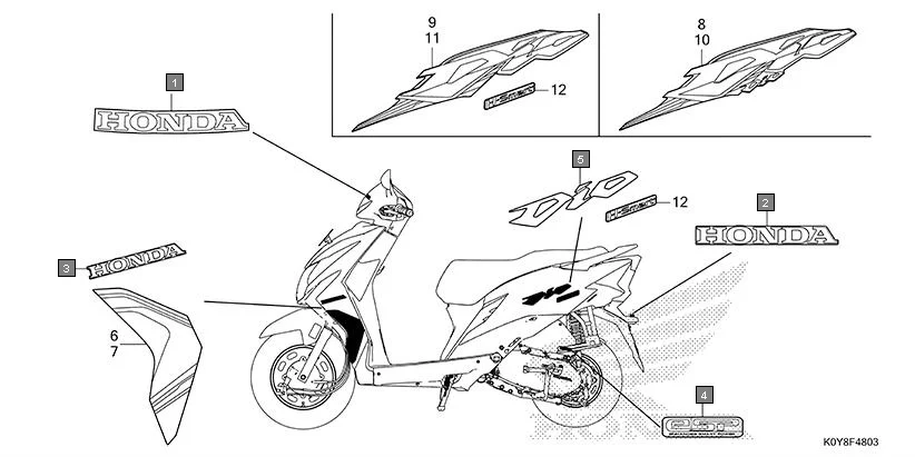 F-48-3 MARK(4) assembly diagram for HONDA Dio SCV110FBS