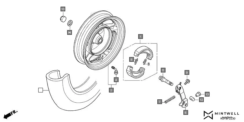 F-22-30 REAR WHEEL(SCV110F-3ID) assembly diagram for HONDA Dio SCV110FM