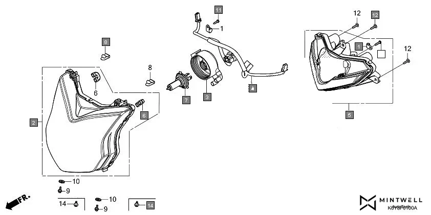 F-1 HEADLIGHT(SCV110F-ID,6ID/FB-ID) assembly diagram for HONDA Dio SCV110FP