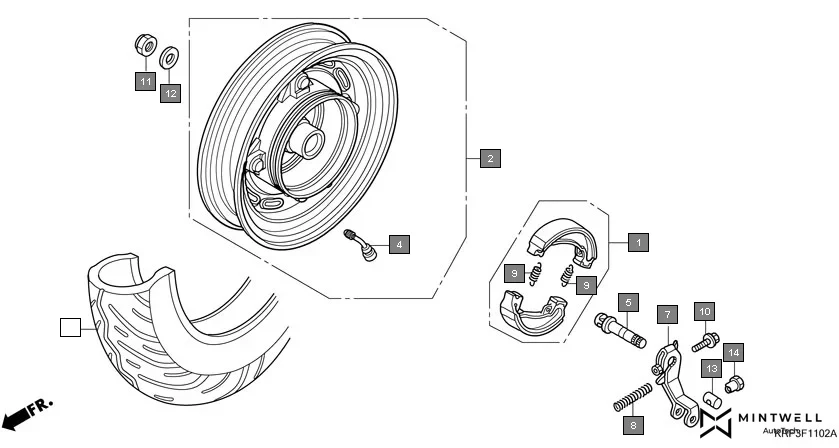 F-11-2 REAR WHEEL(3) assembly diagram for HONDA Aviator SCV110GD