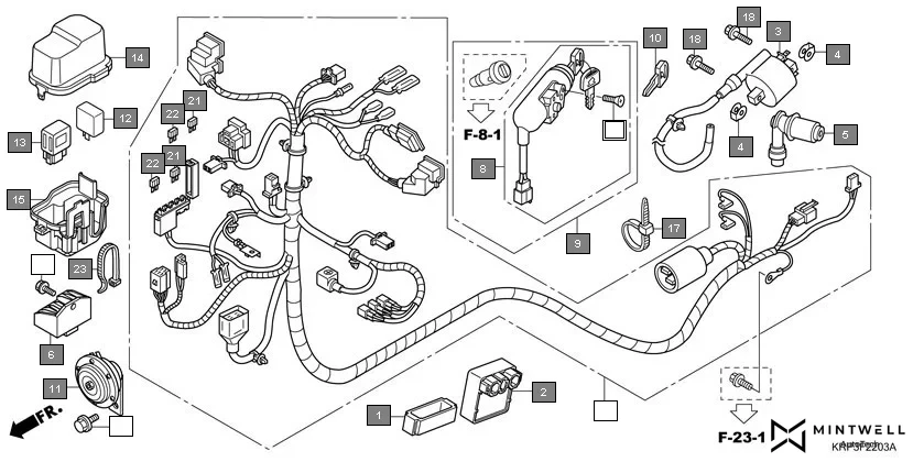 F-22-3 WIRE HARNESS(SCV110GD,FD) assembly diagram for HONDA Aviator SCV110GFD