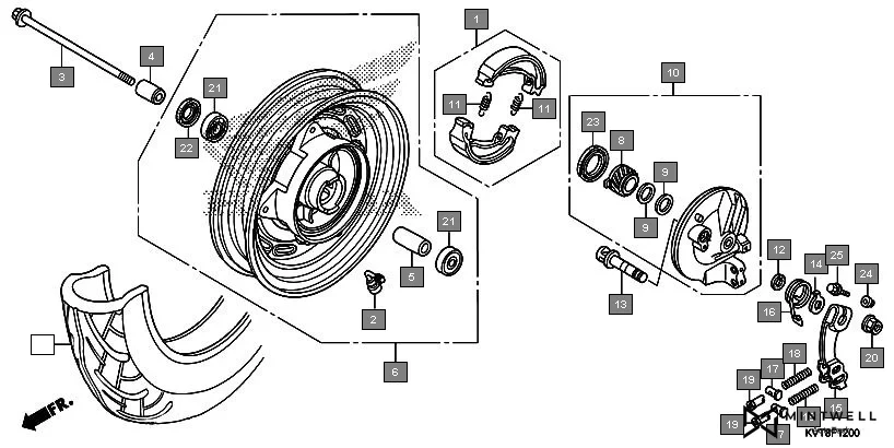 F-12 FRONT WHEEL(SCV110G) diagram showing 44804-KVT-F01