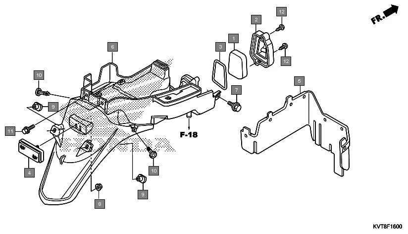 F-16 REAR FENDER assembly diagram for HONDA Aviator SCV110GFF