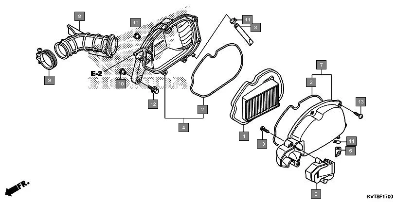 F-17 AIR CLEANER assembly diagram for HONDA Aviator SCV110GFF