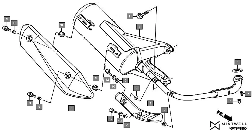 F-19 EXHAUST MUFFLER assembly diagram for HONDA Aviator SCV110GFF
