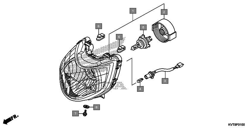 F-1 HEADLIGHT assembly diagram for HONDA Aviator SCV110GFF