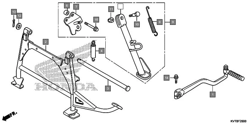 F-20 KICK STARTER ARM/STAND assembly diagram for HONDA Aviator SCV110GFF
