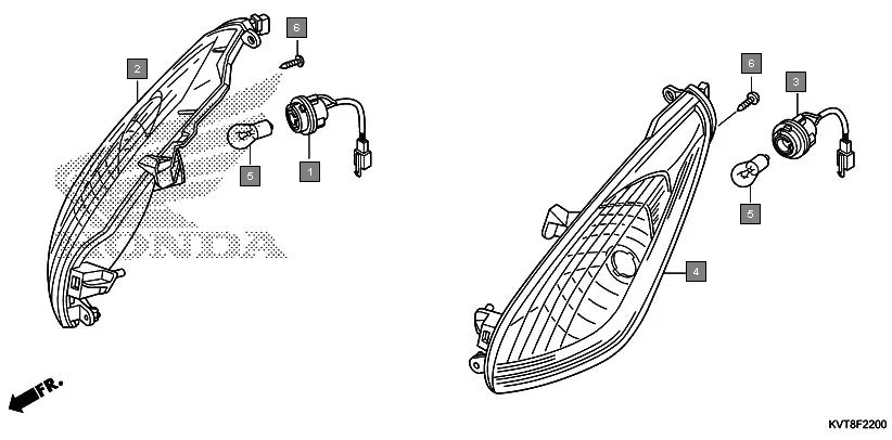 F-22 FRONT WINKER assembly diagram for HONDA Aviator SCV110GFF