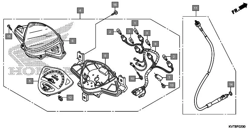 F-2 METER assembly diagram for HONDA Aviator SCV110GFF