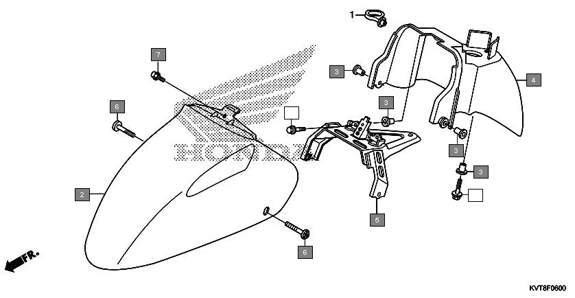 F-6 FRONT FENDER assembly diagram for HONDA Aviator SCV110GFF