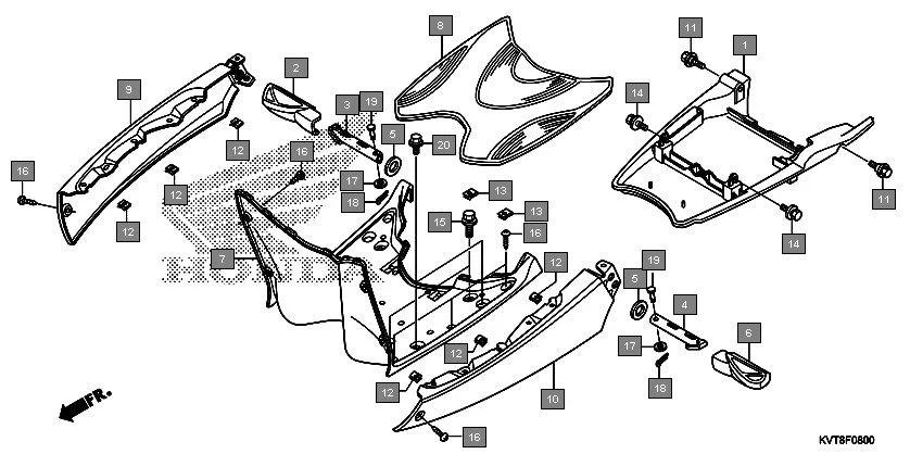 F-8 FLOOR STEP assembly diagram for HONDA Aviator SCV110GFF