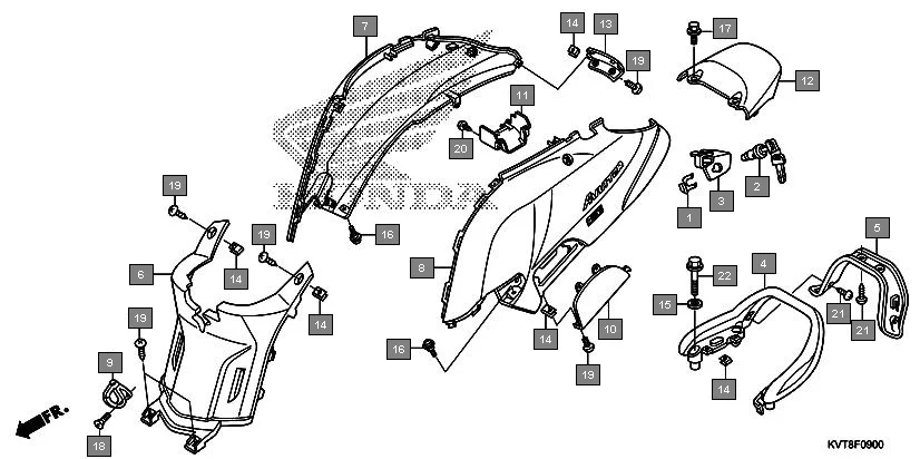 F-9 BODY COVER assembly diagram for HONDA Aviator SCV110GFF