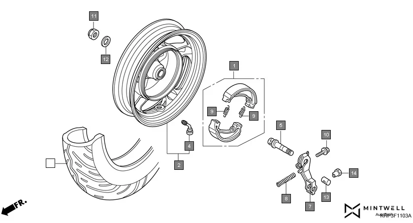 F-11-3 REAR WHEEL(4) assembly diagram for HONDA Aviator SCV110GFD