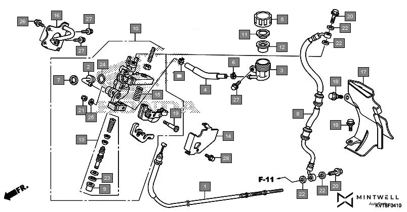 F-4-10 BRAKE MASTER CYLINDER(CBS) assembly diagram for HONDA Aviator SCV110GFF